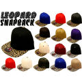 Sombrero de Snapback de diseño personalizado con borde de cuero de leopardo